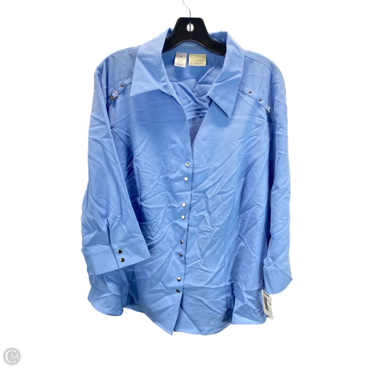 Top 3/4 Sleeve By Classic Elements In Blue, Size: 2x