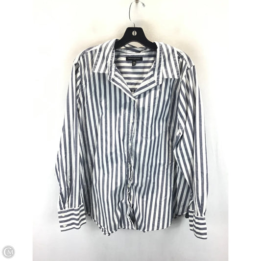 Top Long Sleeve By Banana Republic In Blue & White, Size: Xxl
