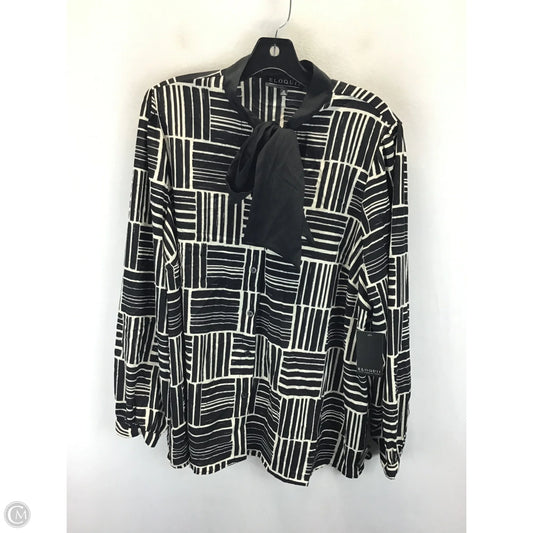 Top LS By Eloquii In Black & White, Size: 18