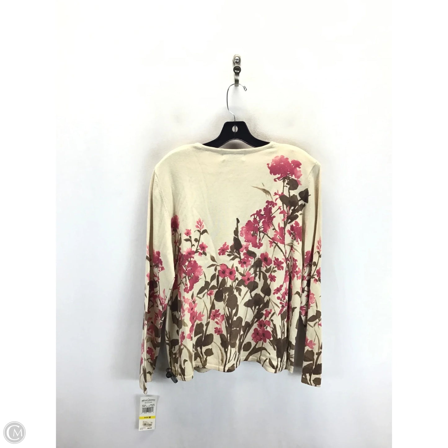 Sweater Cardigan By Alfred Dunner In Brown & Pink, Size: M