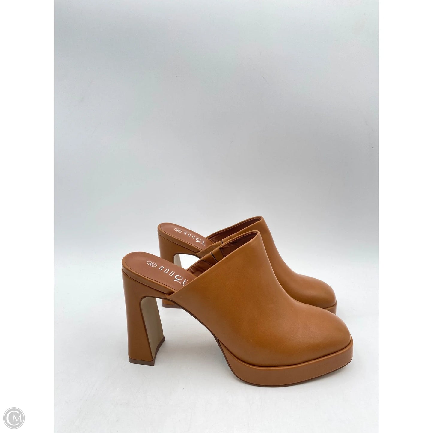Sandals Heels Platform By Rouge In Tan, Size: 8.5
