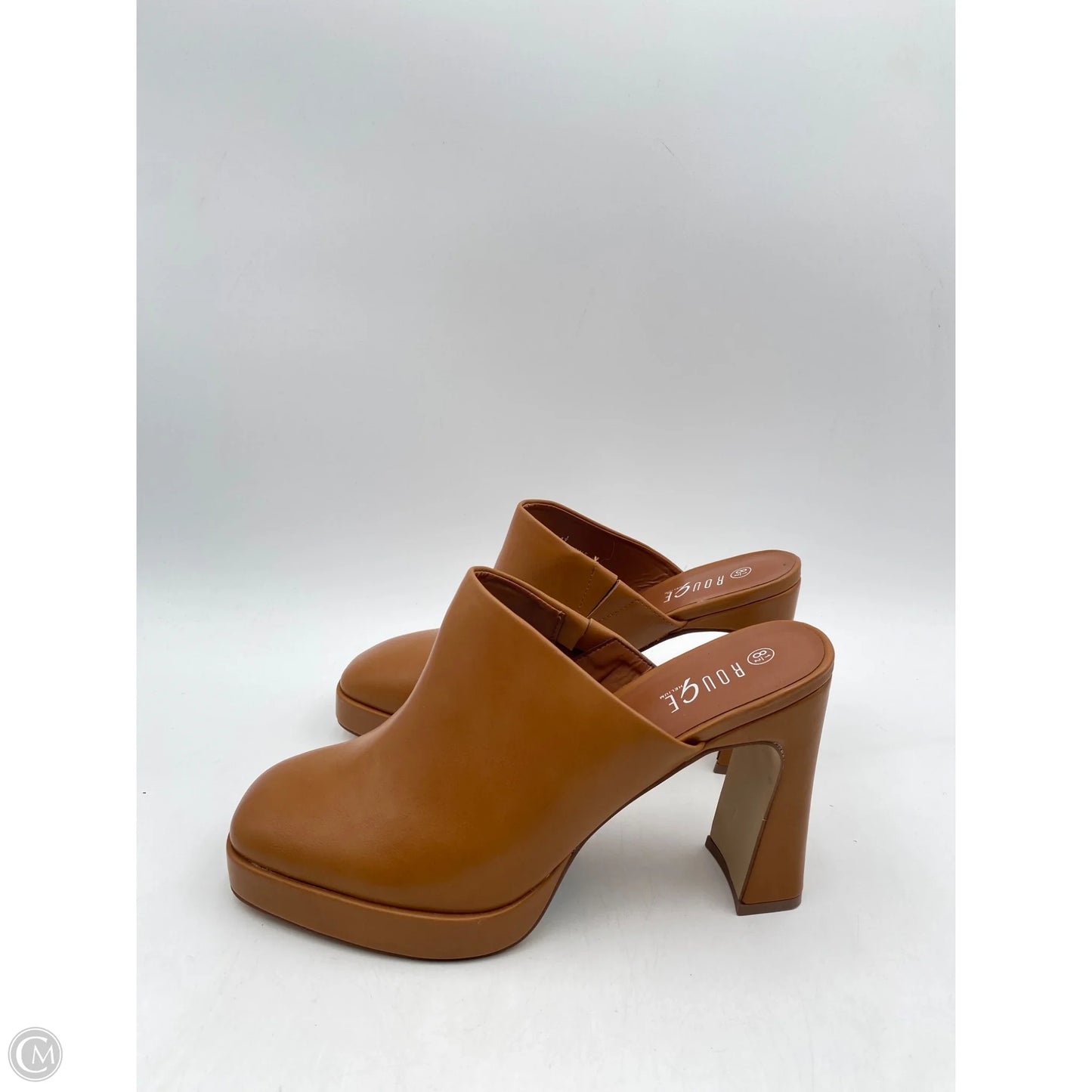 Sandals Heels Platform By Rouge In Tan, Size: 8.5