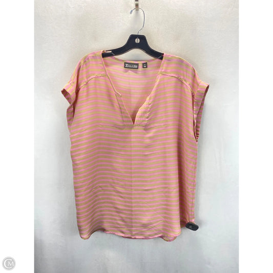 Top Short Sleeve By New York And Co In Pink & Tan, Size: Xl
