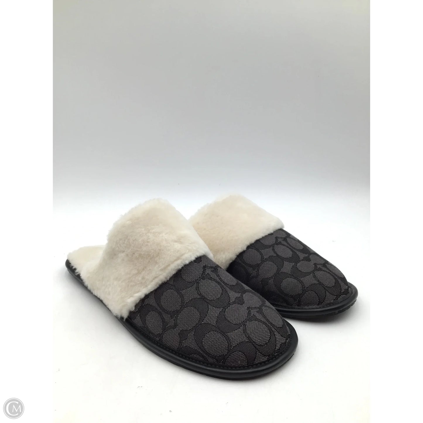 Slippers Designer By Coach In Black & Cream, Size: 10