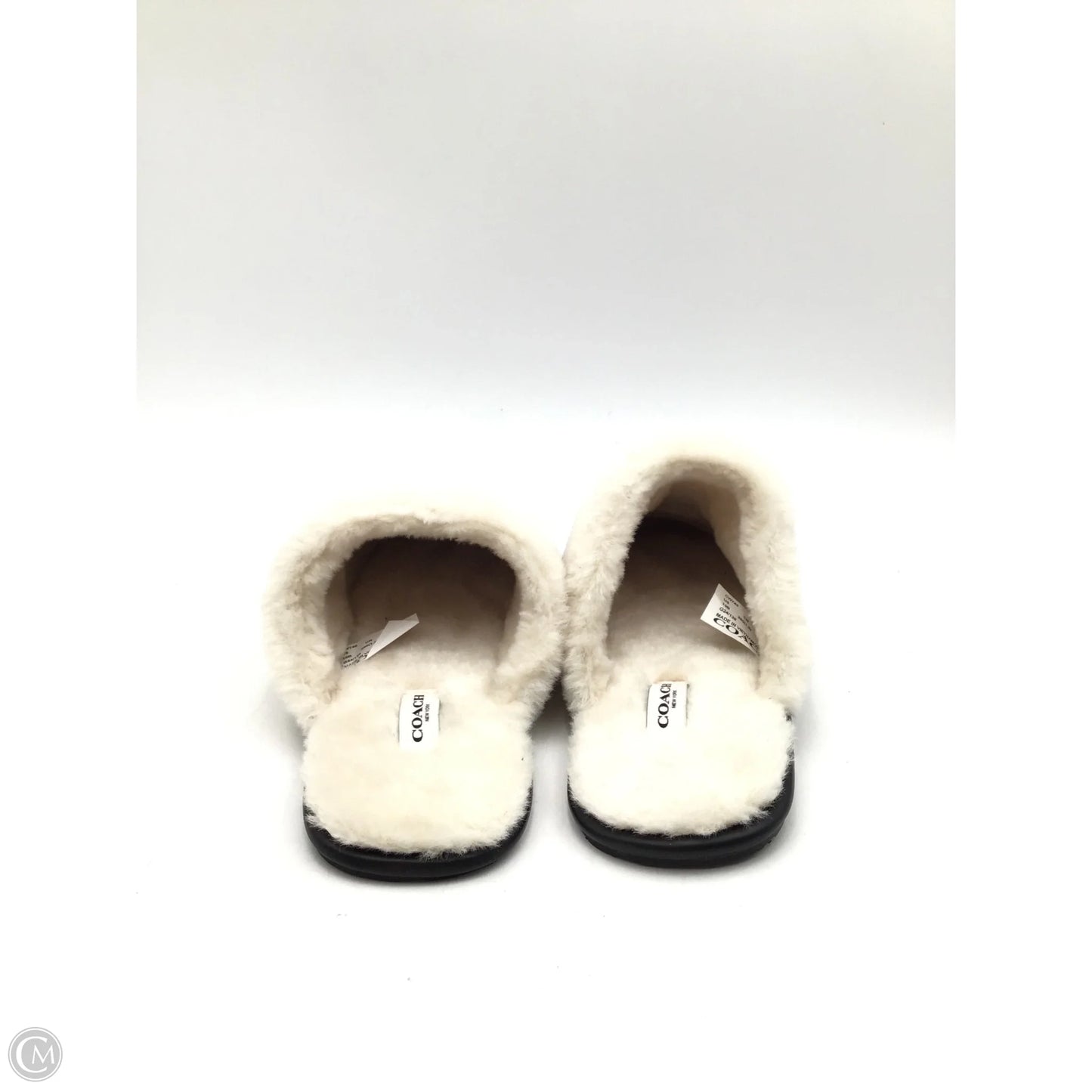 Slippers Designer By Coach In Black & Cream, Size: 10