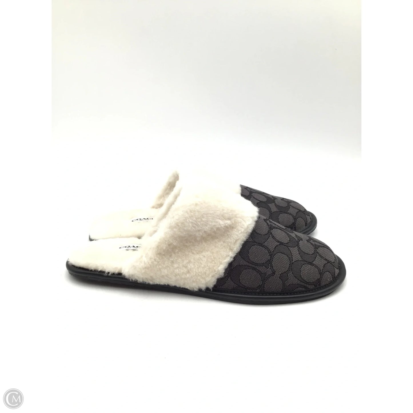 Slippers Designer By Coach In Black & Cream, Size: 10