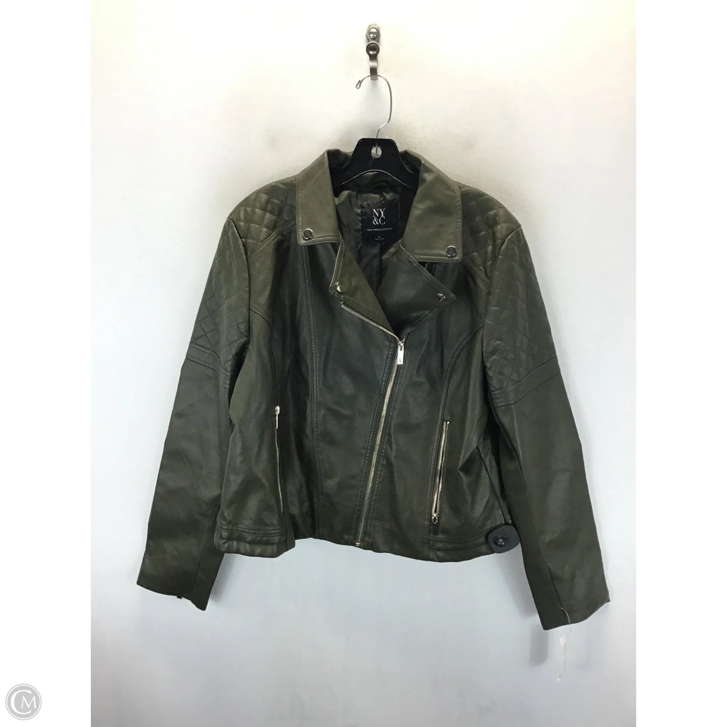 Jacket Moto By New York And Co In Green, Size: Xl