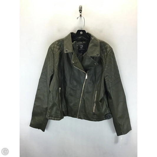 Jacket Moto By New York And Co In Green, Size: Xl