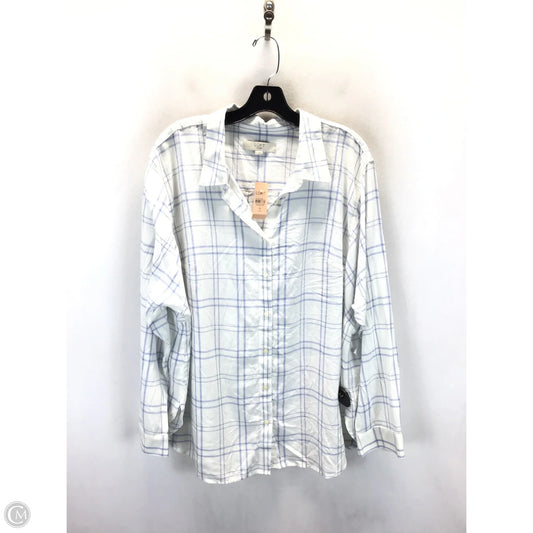 Top Long Sleeve By Loft In Blue & White, Size: 18
