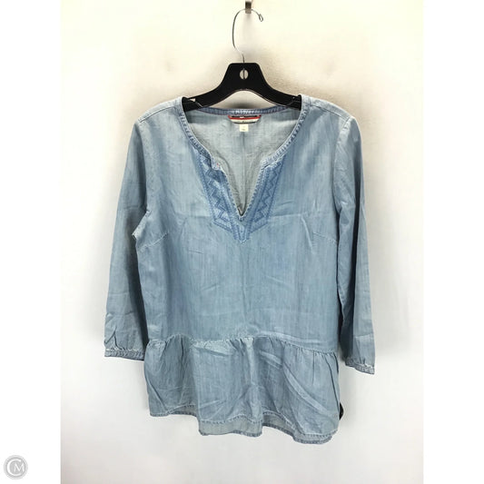 Top Long Sleeve By Tommy Hilfiger In Blue Denim, Size: M