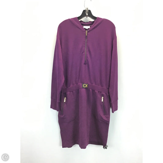 Dress Casual Midi By Calvin Klein In Purple, Size: L