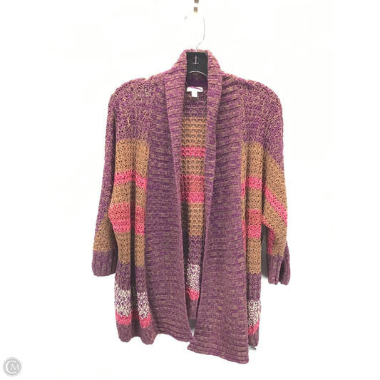 Cardigan By Sonoma In Purple & Tan, Size: M