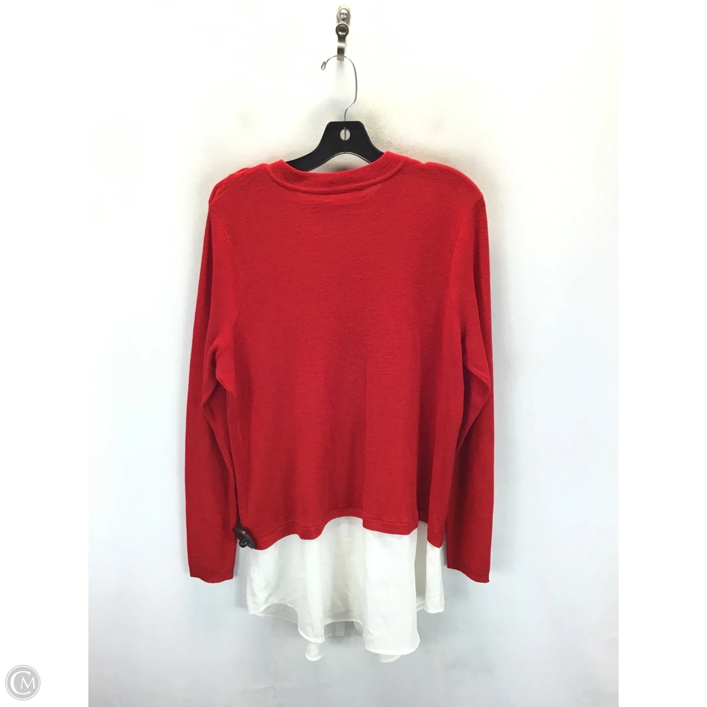 Sweater By Lauren By Ralph Lauren In Red & White, Size: 1x