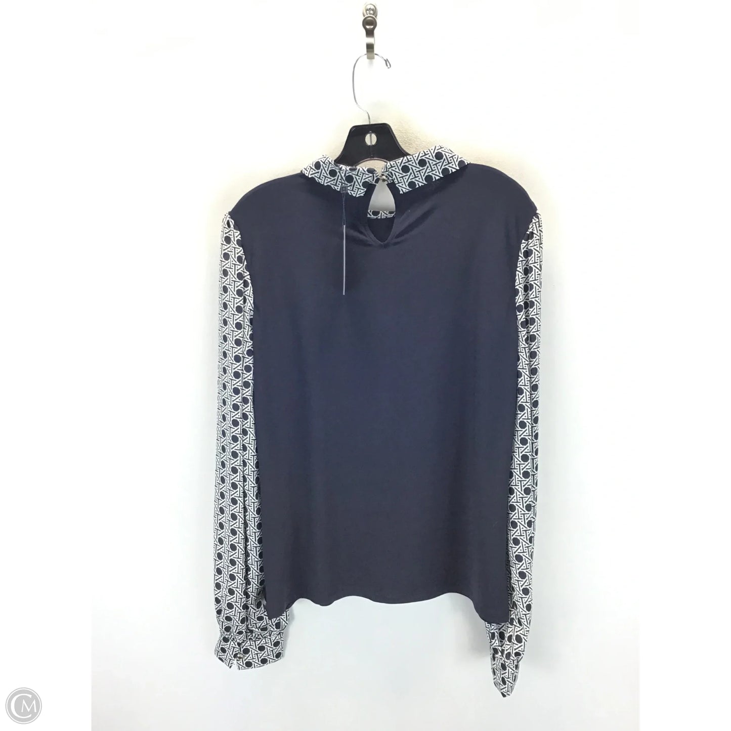 Top Long Sleeve By Tommy Hilfiger In Blue & White, Size: L
