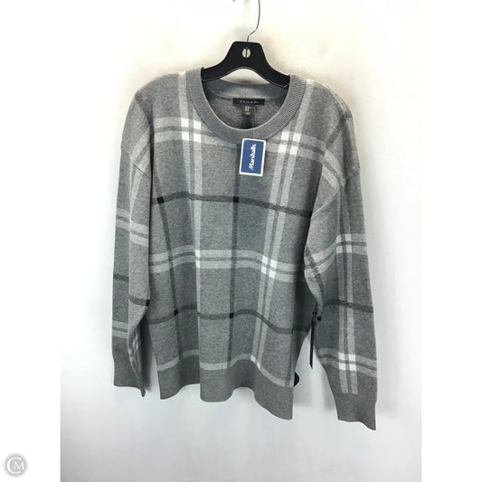 Sweater By Tahari In Grey & White, Size: Xl