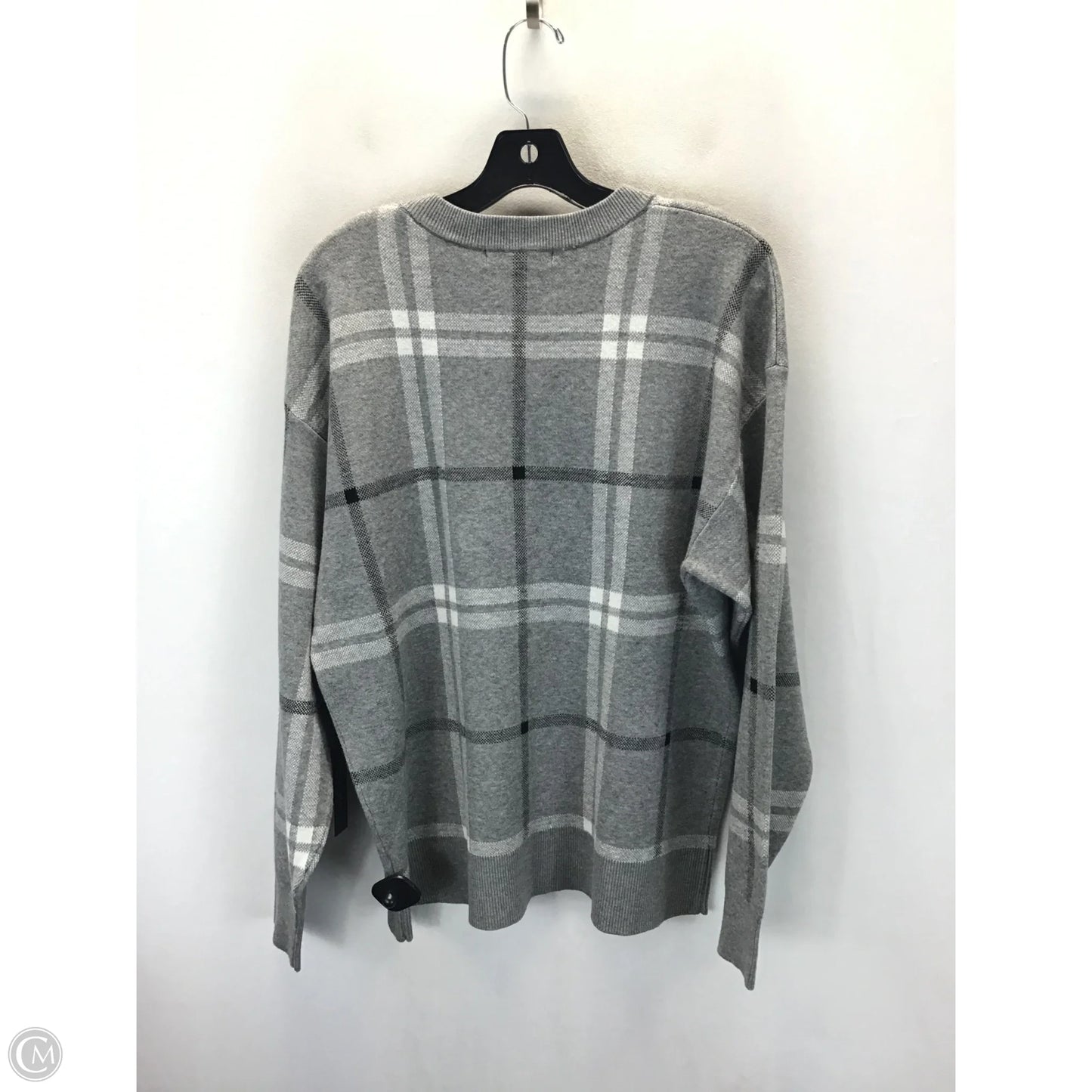 Sweater By Tahari In Grey & White, Size: Xl
