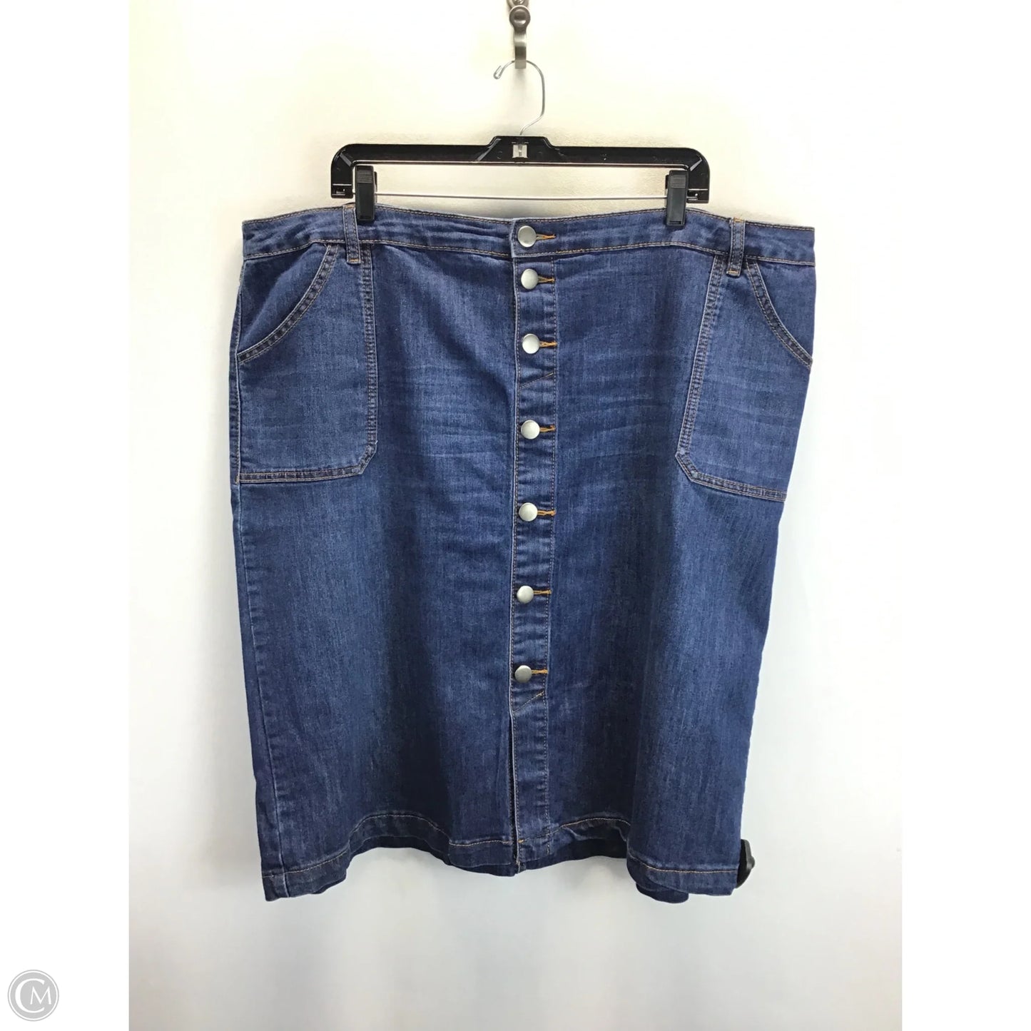 Skirt Midi By Clothes Mentor In Blue Denim, Size: 18