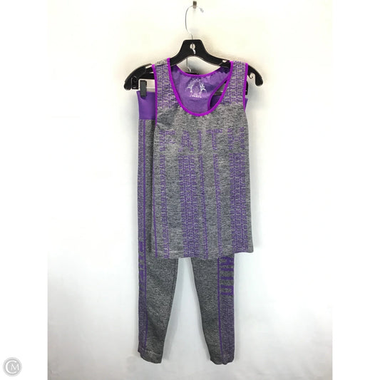 Pants Set 2pc By Love In Grey & Purple, Size: L
