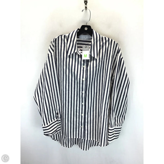 Top Long Sleeve By Primark In Blue & White, Size: M