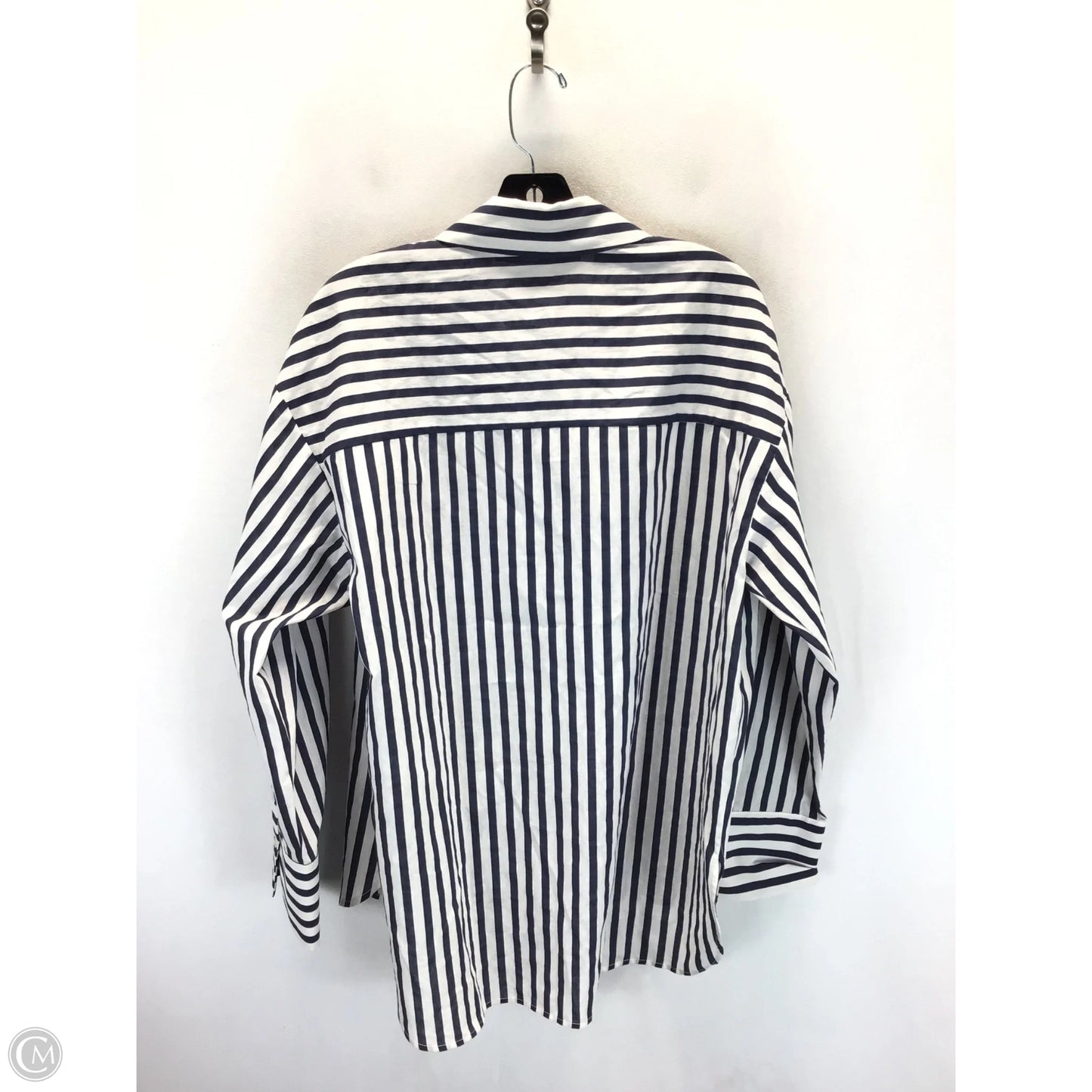 Top Long Sleeve By Primark In Blue & White, Size: M