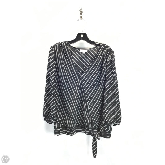 Blouse Long Sleeve By Loft In Black & White, Size: Xl