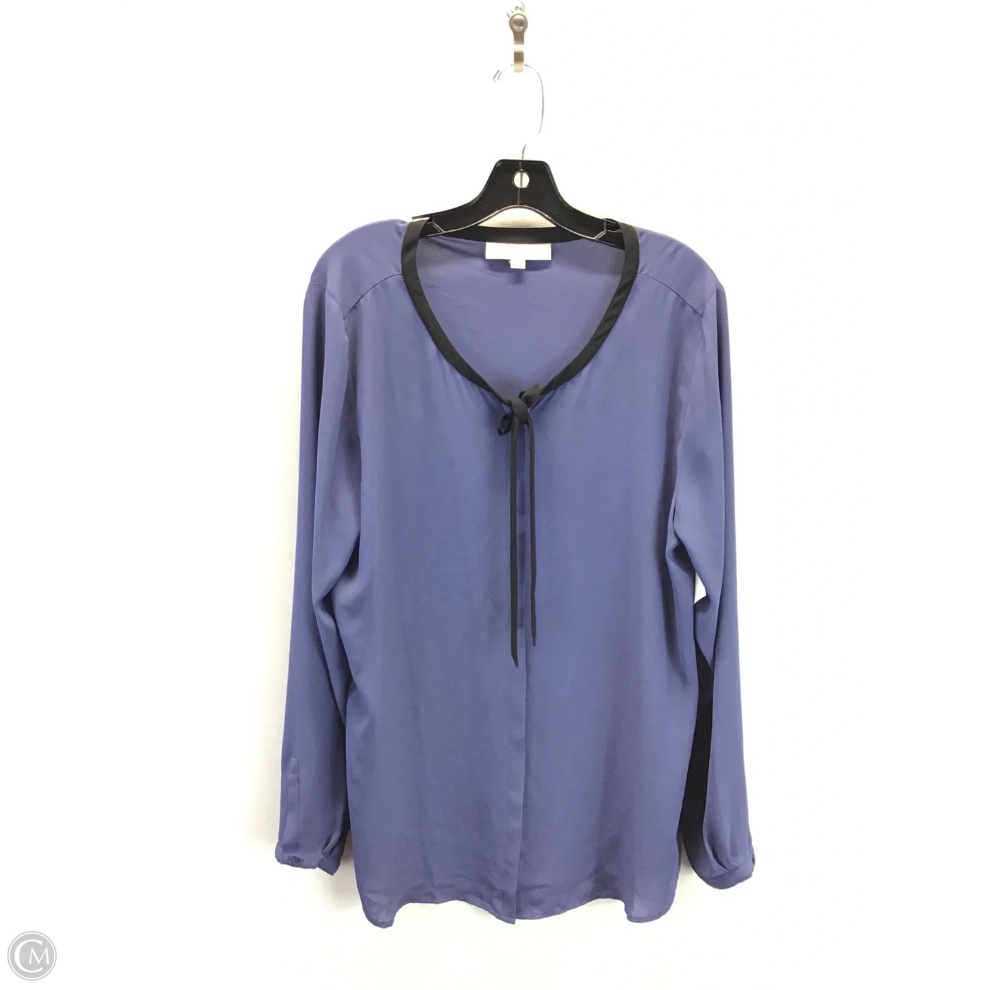 Blouse Long Sleeve By Loft In Black & Blue, Size: Xl