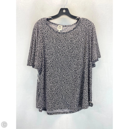Top Short Sleeve By Anne Klein In Black & Cream, Size: 1x