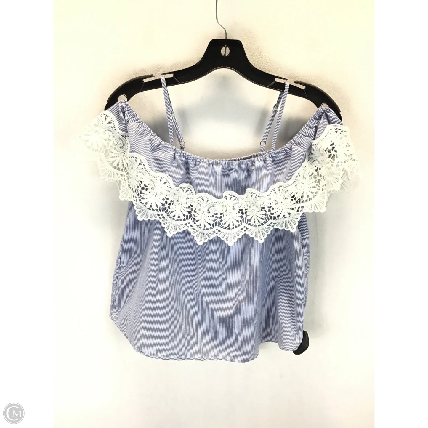 Top Sleeveless By Iris In Blue & White, Size: S