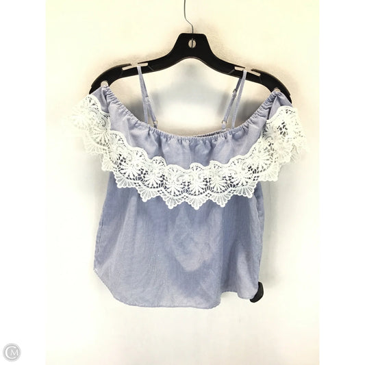 Top Sleeveless By Iris In Blue & White, Size: S