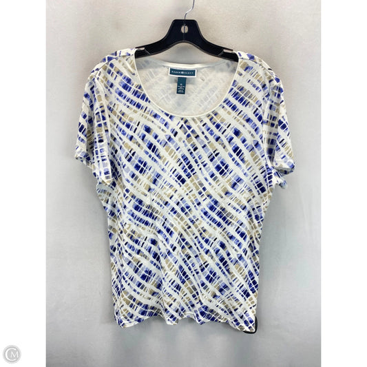 Top Short Sleeve By Karen Scott In Blue & White, Size: Xl