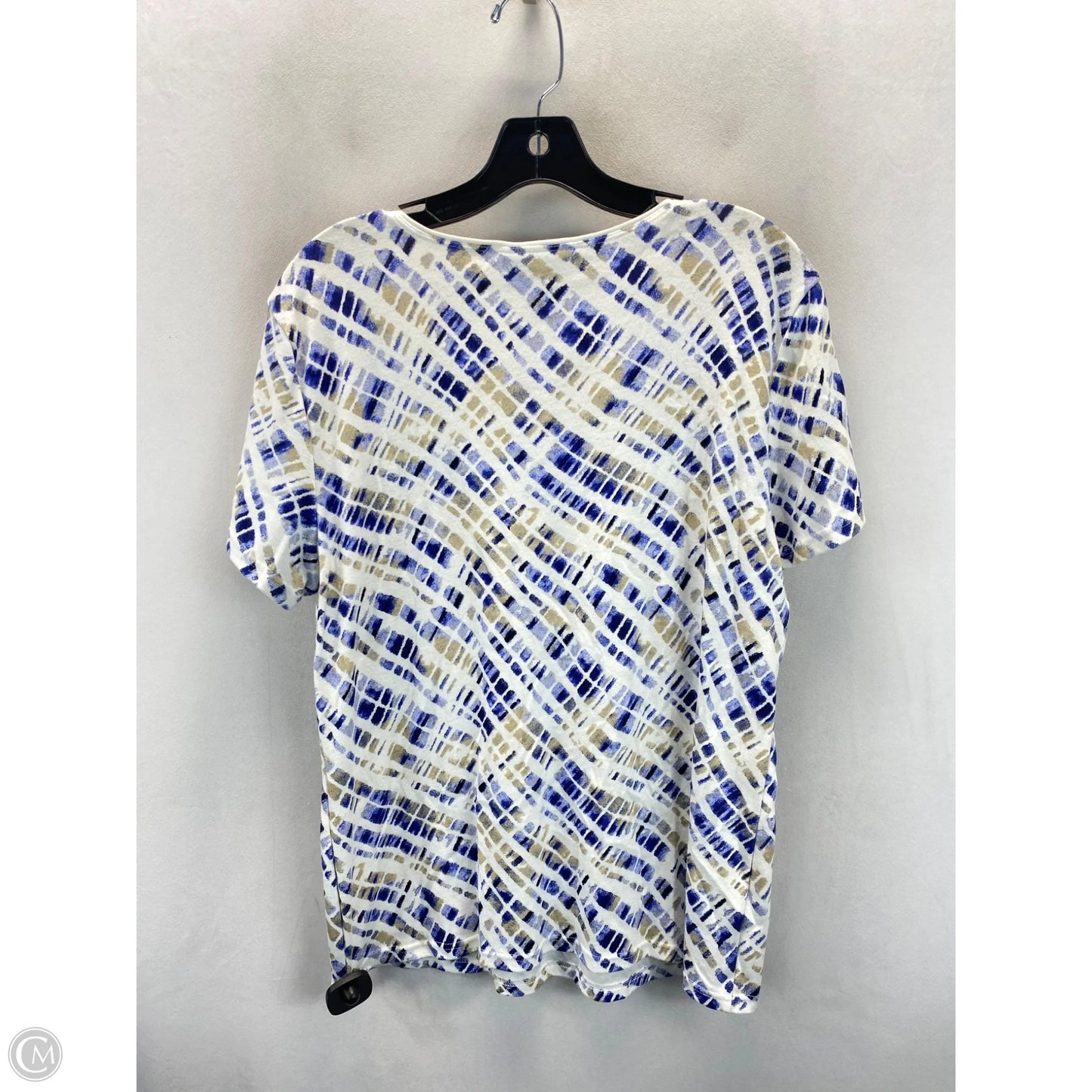 Top Short Sleeve By Karen Scott In Blue & White, Size: Xl