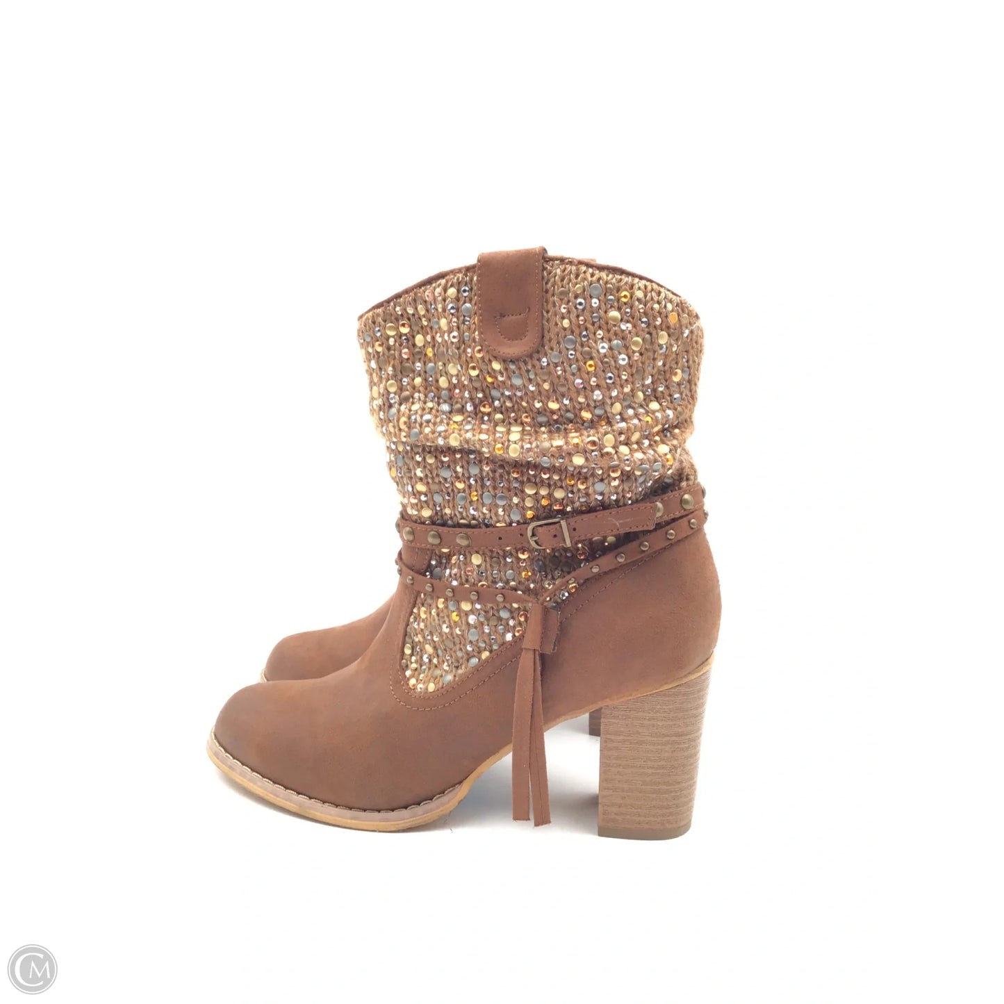 Boots Ankle Heels By Not Rated In Brown & Gold, Size: 9.5