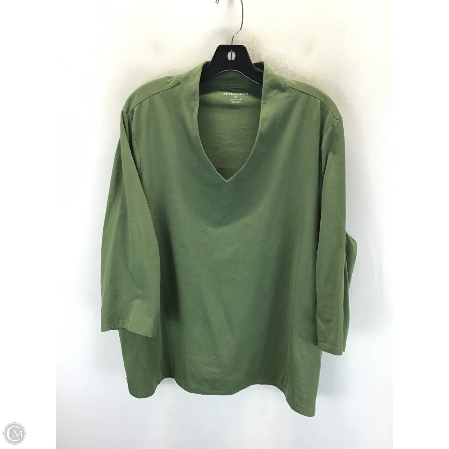 Top Long Sleeve By Appleseeds In Green, Size: 2x