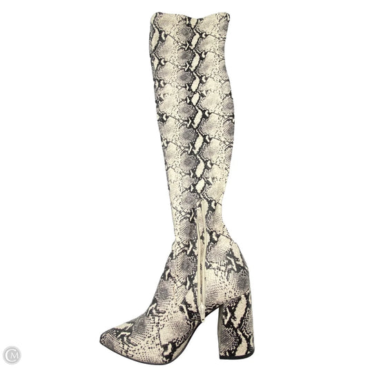 Boots Knee Heels By Steve Madden In Snakeskin Print, Size: 9.5