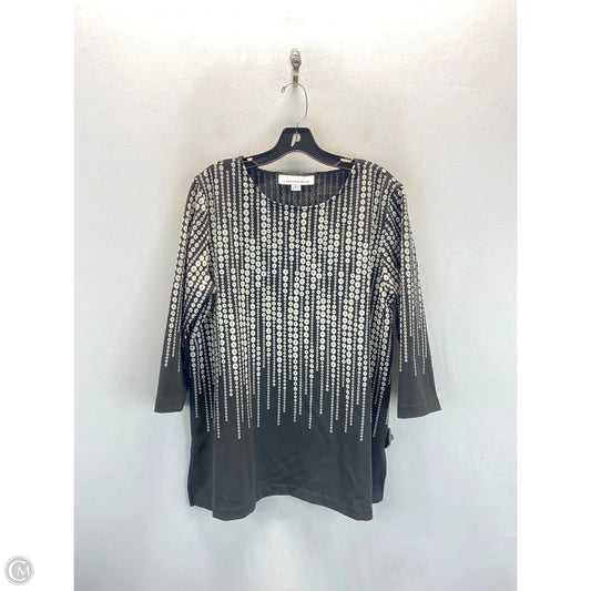 Sweater By Caroline Rose In Black & White, Size: L