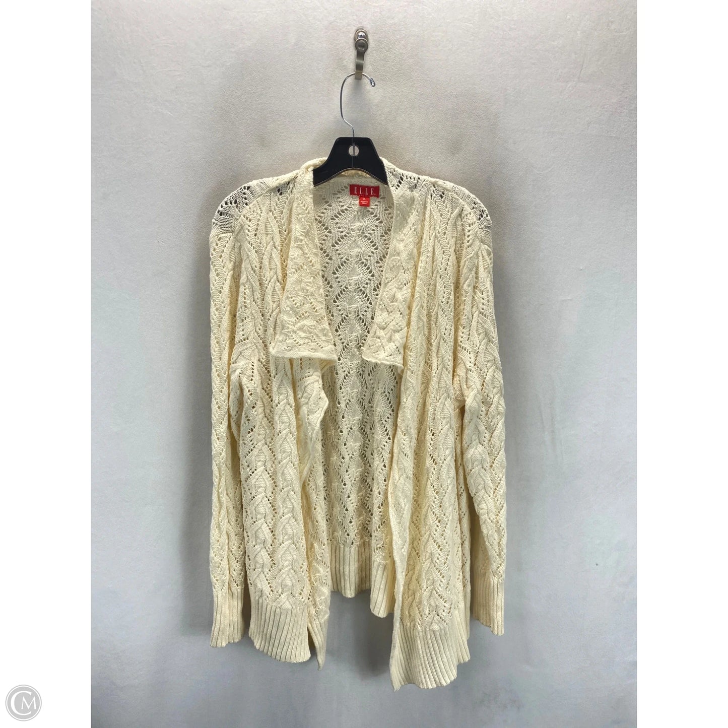 Sweater Cardigan By Elle In Cream, Size: Xl