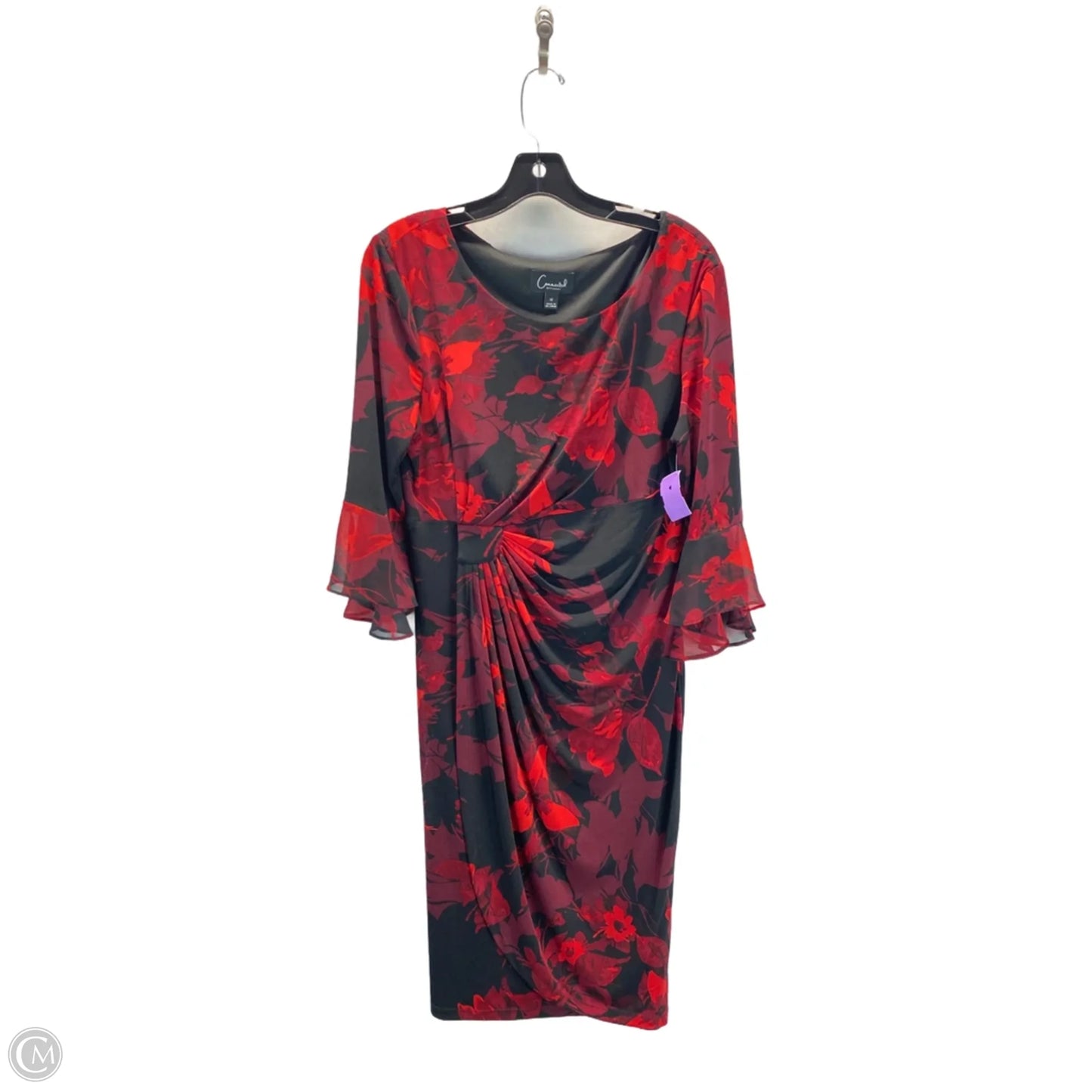 Dress Casual Midi By Connected Apparel In Black & Red, Size: 12