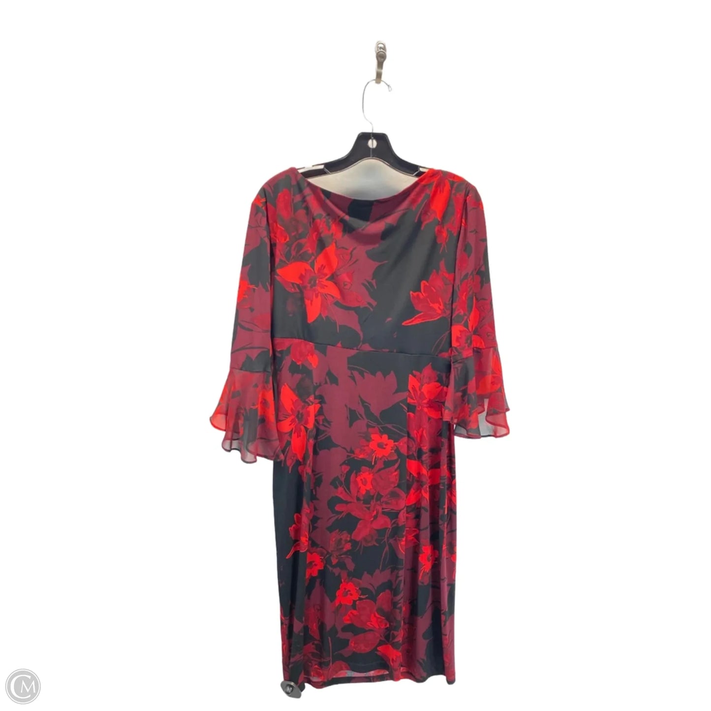 Dress Casual Midi By Connected Apparel In Black & Red, Size: 12