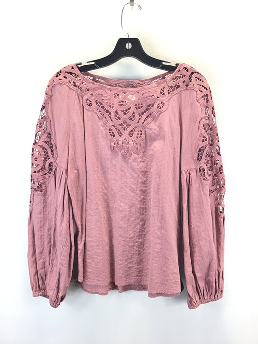 Top Long Sleeve By Solitaire In Mauve, Size: L