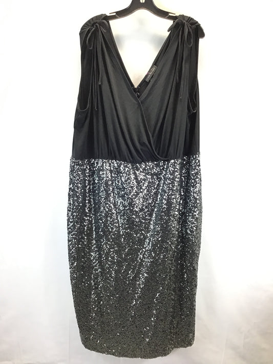 Dress Party Midi By Lane Bryant In Black & Silver, Size: 28