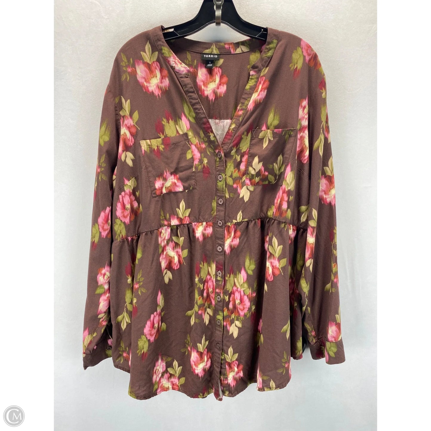 Top Long Sleeve By Torrid In Floral Print, Size: 14