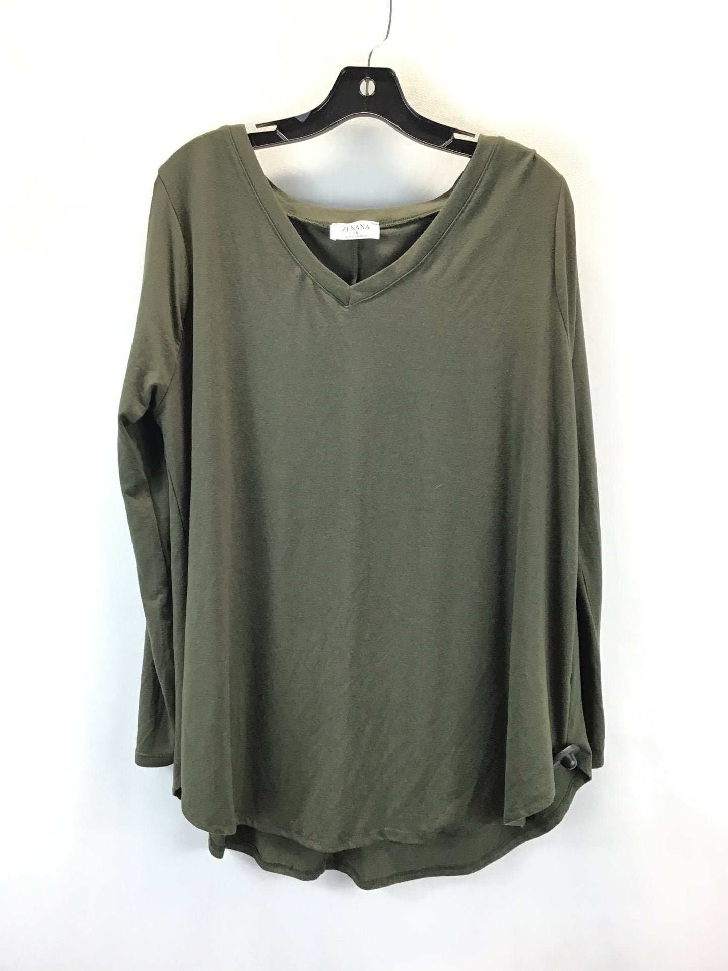 Top Long Sleeve By Zenana Outfitters In Green, Size: 3x