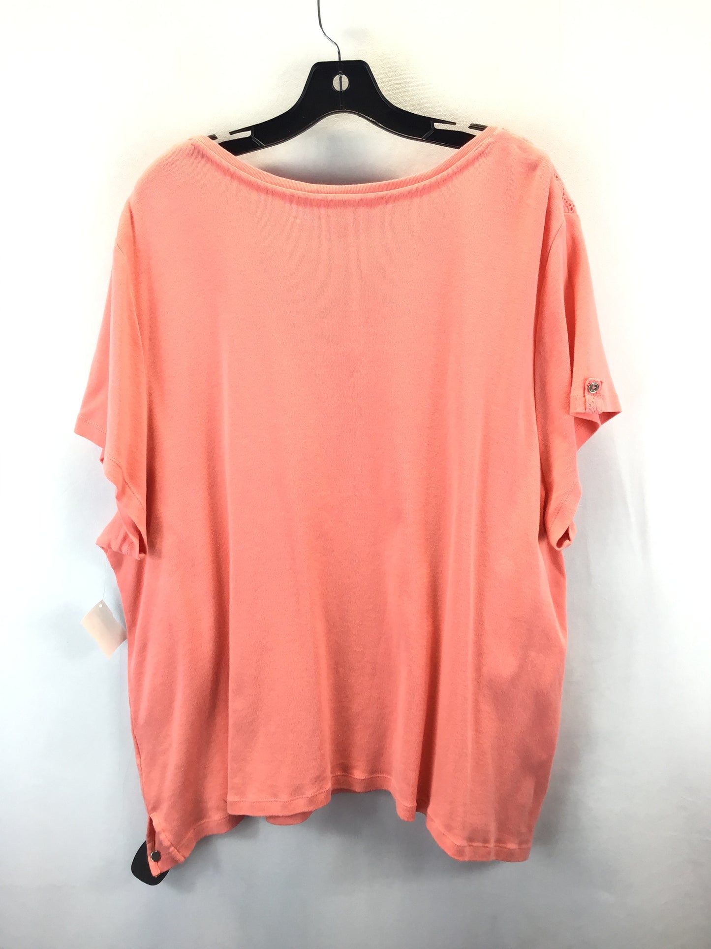 Top Short Sleeve By Karen Scott In Peach, Size: 3x