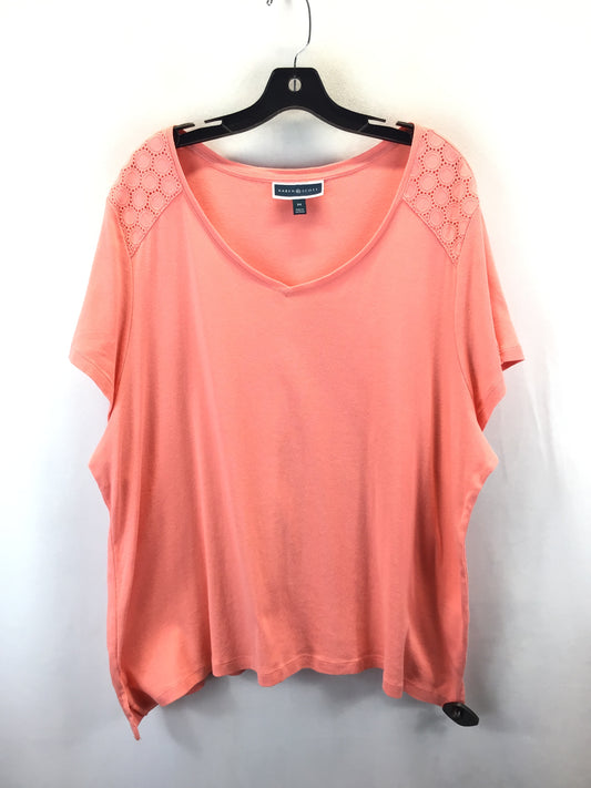 Top Short Sleeve By Karen Scott In Peach, Size: 3x