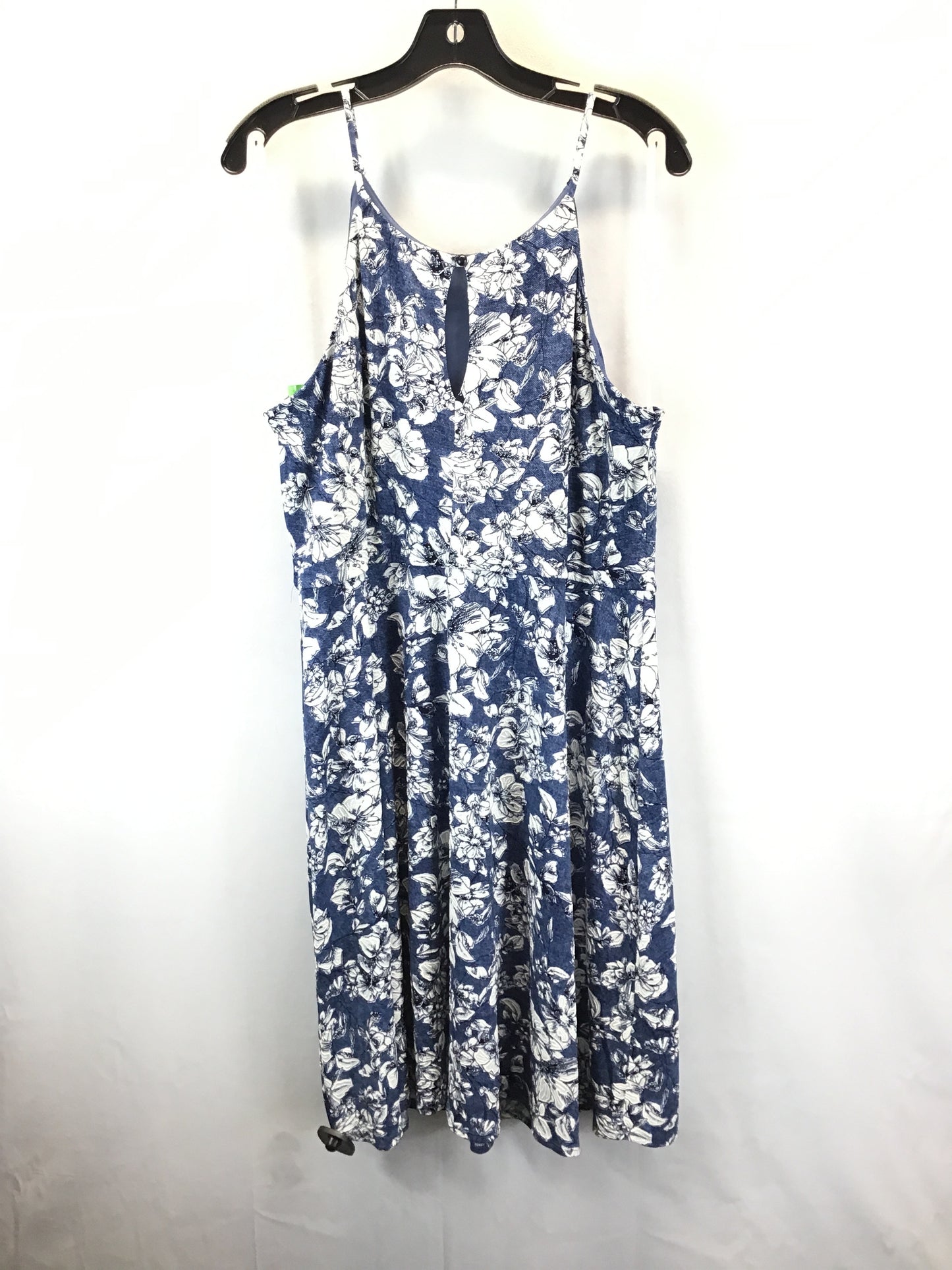 Blue & White Dress Casual Midi Fortune & Ivy, Size 1x