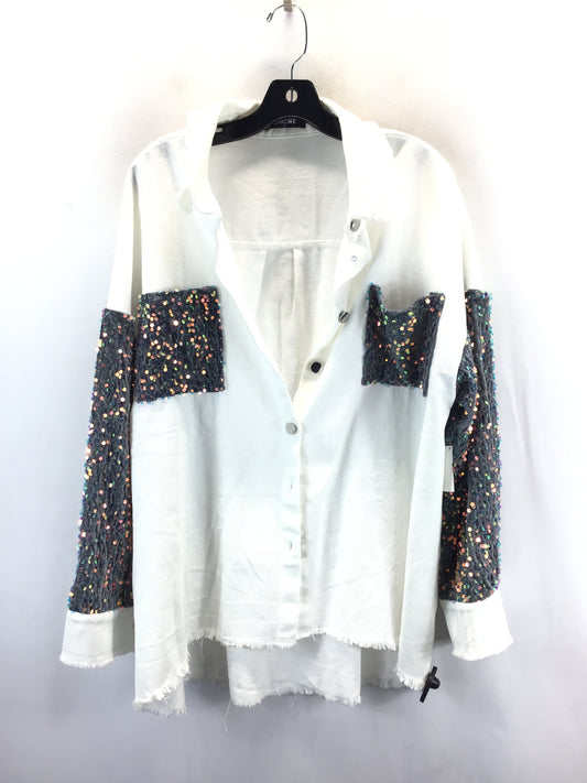 Jacket Shirt By Clothes Mentor In White, Size: Xl