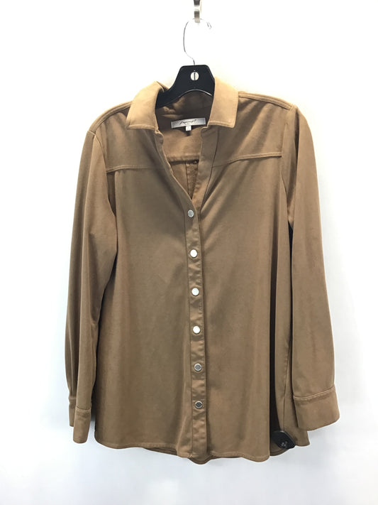 Top Long Sleeve By Foxcroft In Brown, Size: 10