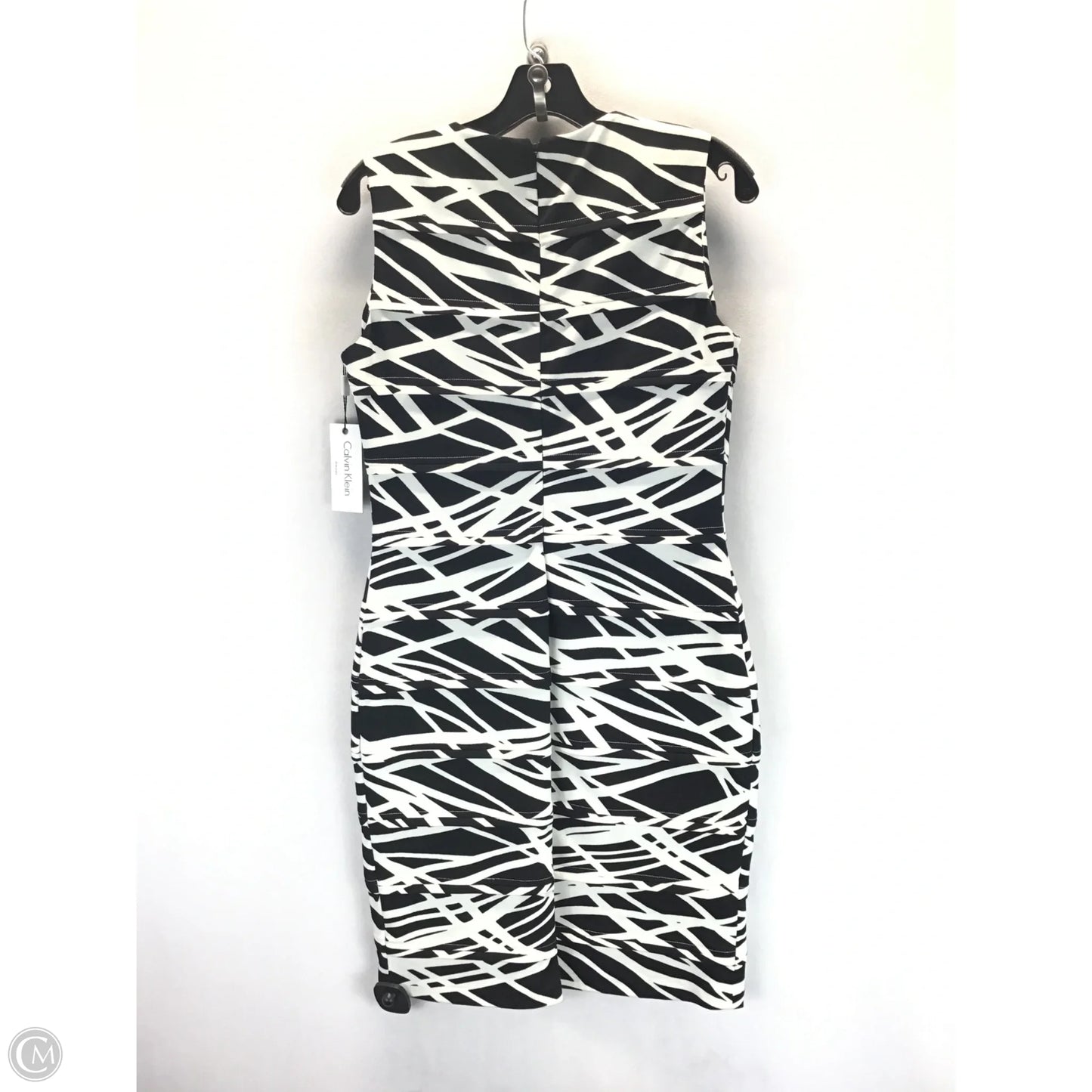Dress Casual Midi By Calvin Klein In Black & White, Size: 8