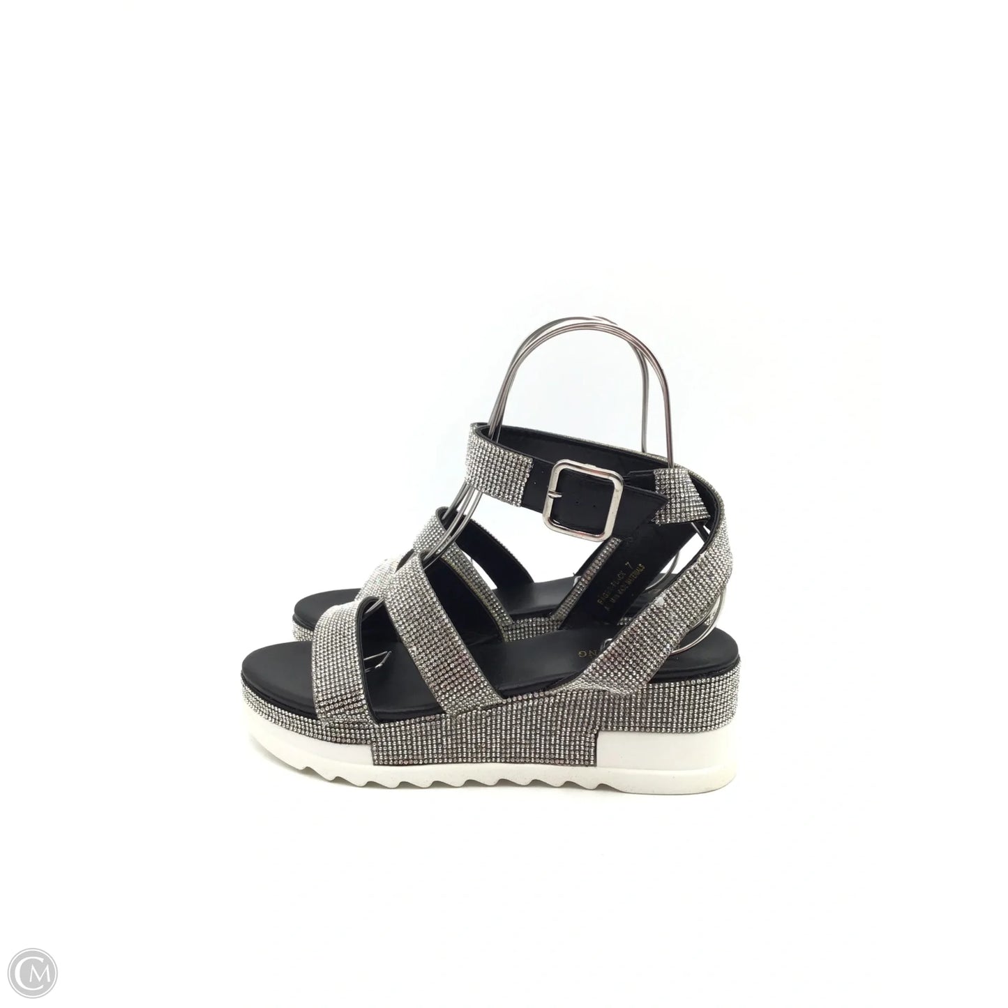 Shoes Heels Platform By Clothes Mentor In Silver & White, Size: 7