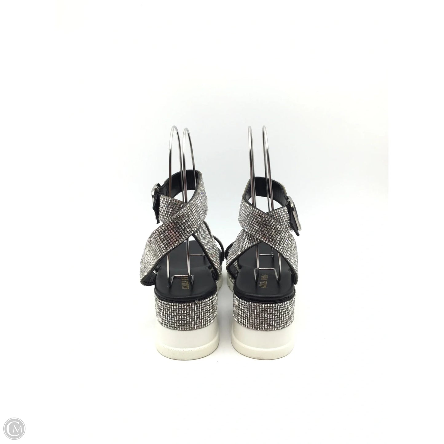 Shoes Heels Platform By Clothes Mentor In Silver & White, Size: 7